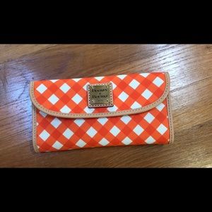 Dooney & Bourke Orange Gingham Tri-fold wallet